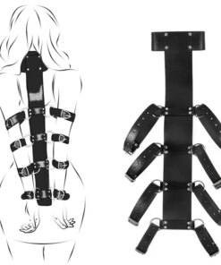 Bdsm Full Body Leather Restraint Straps Hand Behind Back Bondage Bondage Black Belt Arm Body Binder Glove Sleeves Sex Bandage