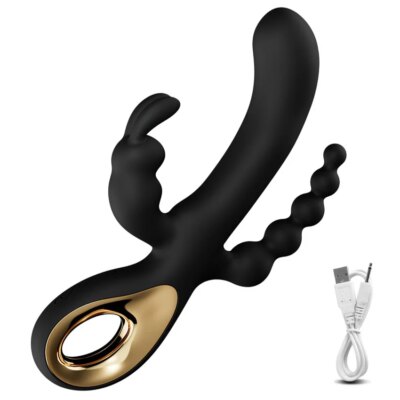 3 In 1 Dildo Rabbit Vibrators For Woman Clitoris Massage Anal Beads Sex Toys For Adults G-Spot Stimulation Female Masturbator 18